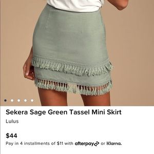Lulu’s Green Tassle Mini Skirt